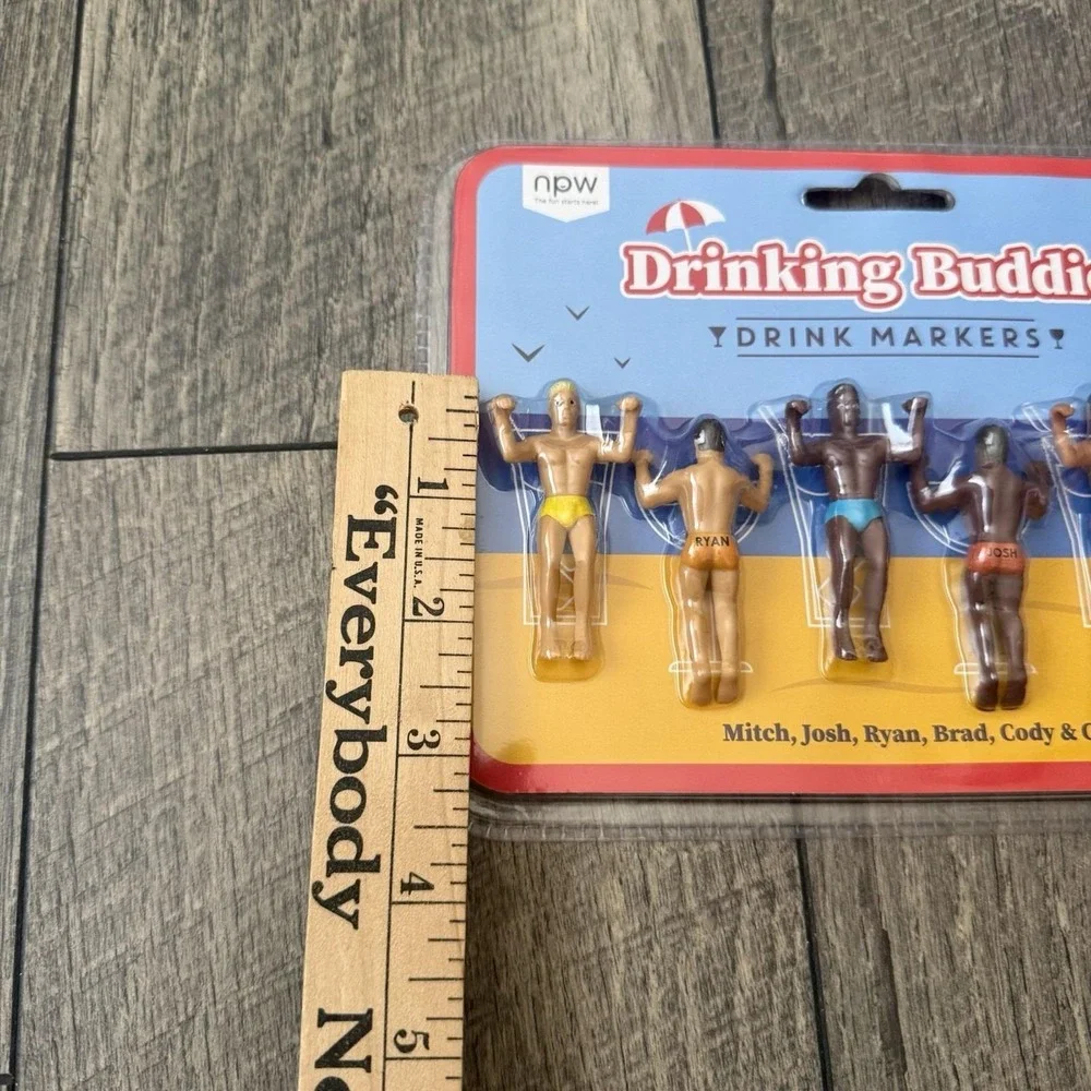 NPW Drinking Buddies Cocktail Wine Glass Charms Drink Markers 6 pcs Party Gift